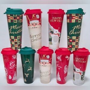 Festive Christmas and New Year Travel Mugs Set 25 plastic, reusable, 17.58oz